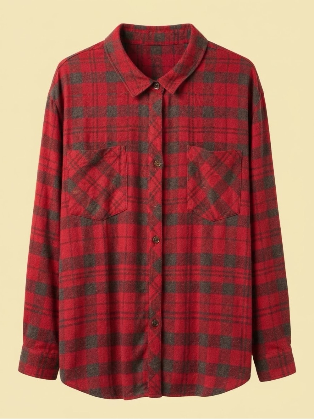 MAURICES Red & Charcoal Grey Plaid Flannel Button Down Shirt 4X